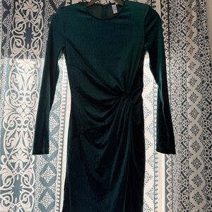 & Other Stories Paris Atelier Green Velvet Long Sleeve Bodycon Dress XS